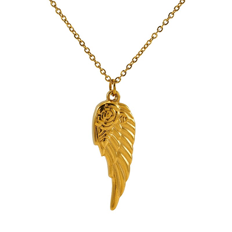 1 Piece Simple Series Simple Wings Stainless Steel 18K Gold Plated Unisex Pendant Necklaces h5 